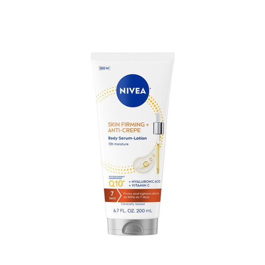 NIVEA Hautstraffende & Anti-Crepe Körperpflege Serum-Lotion mit Q10, Hyaluronsäure und Vitamin C, 200 ml Tube