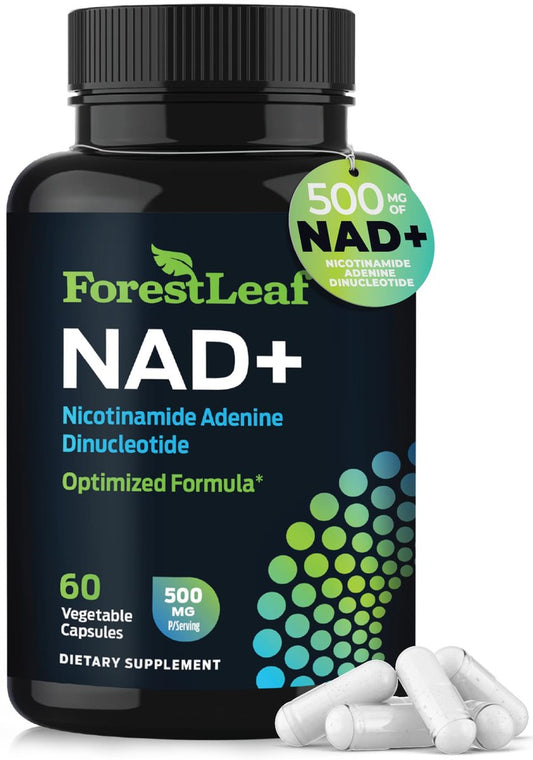 NAD+ Supplement - 500mg reines NAD Plus für Energie, Fokus, Haut & Anti-Aging - Glutenfrei, Nicht-GMO, NAD+ für Frauen & Männer (60 Kapseln)