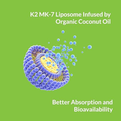 UpNourish Liposomales Vitamin K2 MK7 180 mcg – 180 K2 Vitamin Kapseln für Frauen und Männer – VIT K2 MK-7 mit hoher Absorption