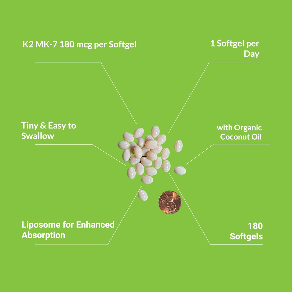 UpNourish Liposomales Vitamin K2 MK7 180 mcg – 180 K2 Vitamin Kapseln für Frauen und Männer – VIT K2 MK-7 mit hoher Absorption