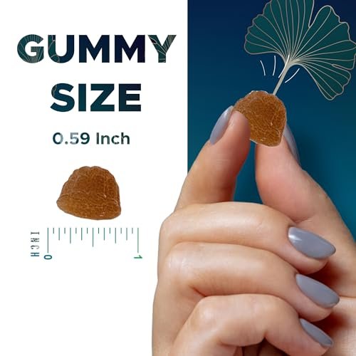 Vitamatic Ginkgo Biloba & Bacopa Gummis – Pflanzlicher Extrakt – Natürlicher Pfirsichgeschmack – Vegan, Non-GMO, Glutenfrei – Nahrungsergänzungsmittel – 60 Stück