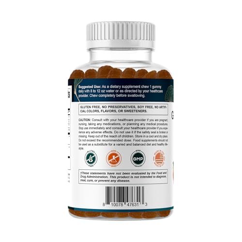 Vitamatic Ginkgo Biloba & Bacopa Gummis – Pflanzlicher Extrakt – Natürlicher Pfirsichgeschmack – Vegan, Non-GMO, Glutenfrei – Nahrungsergänzungsmittel – 60 Stück