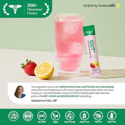 Venture Pal 2-in-1 Hydration Packets + Darmgesundheit Elektrolyte Pulver - 7 Elektrolyte & 5 Vitamine, Probiotika - Zuckerfreier Liquid Daily IV Drink Mix gegen Dehydrierung | Non-GMO | 16 Sticks