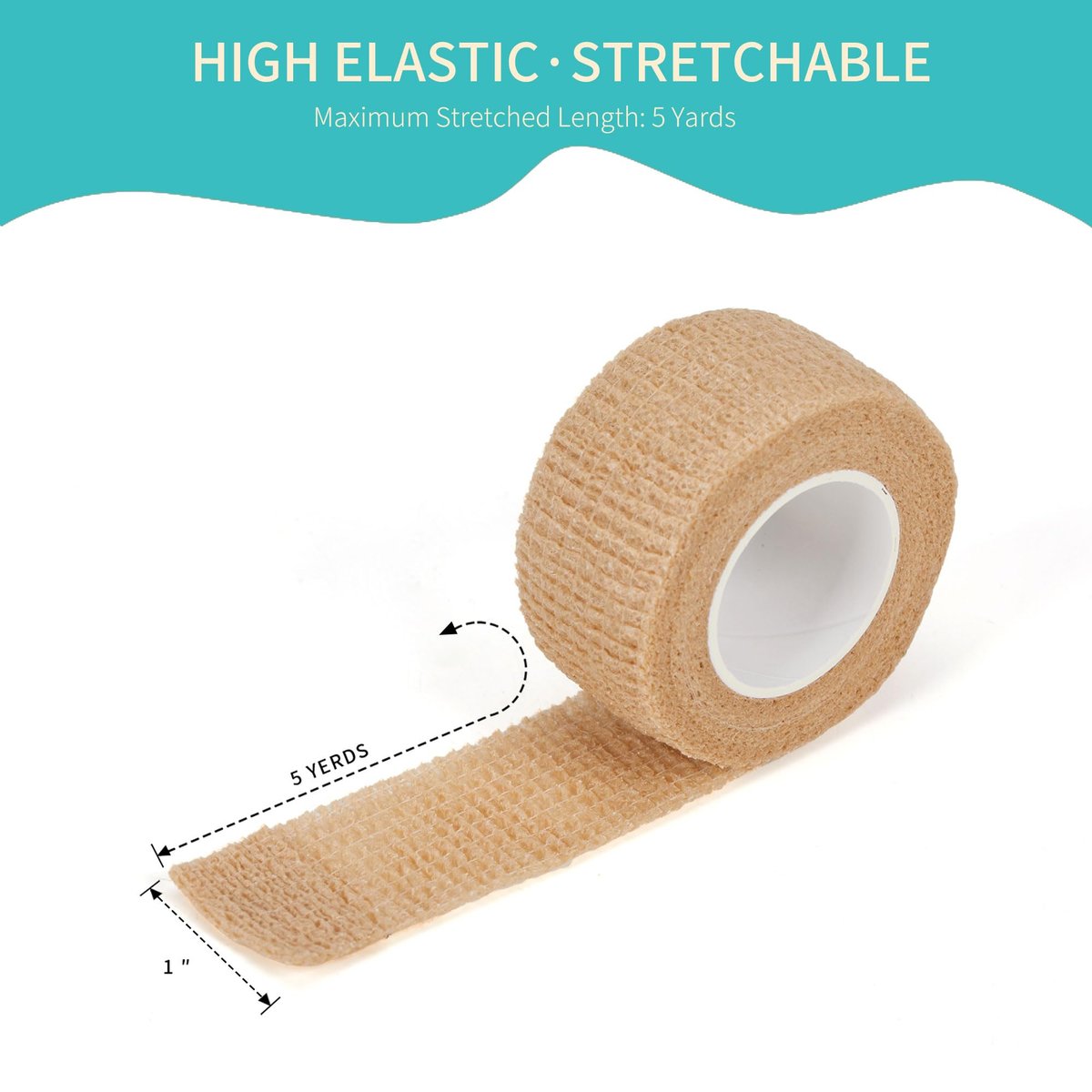 Lataala 6er-Pack Selbstklebende Bandage 1“ x 5 Yards – Sporttape für Handgelenk, Knöchel, Hand, Bein – Hautfarben – Veterinärwickel