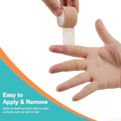 Lataala 6er-Pack Selbstklebende Bandage 1“ x 5 Yards – Sporttape für Handgelenk, Knöchel, Hand, Bein – Hautfarben – Veterinärwickel