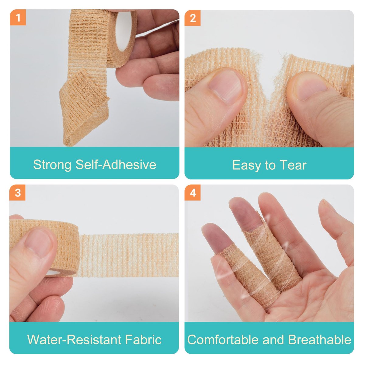 Lataala 6er-Pack Selbstklebende Bandage 1“ x 5 Yards – Sporttape für Handgelenk, Knöchel, Hand, Bein – Hautfarben – Veterinärwickel