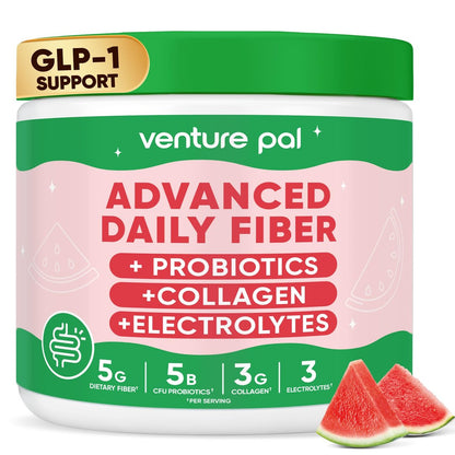 6-in-1 Tägliches Präbiotisches Ballaststoffpulver für Darm- & Verdauungsgesundheit, GLP-1-freundlich, Zuckerfreies Ballaststoff-Supplement mit Probiotika, Kollagenpeptiden & Elektrolyten – für Frauen & Männer – 7,8 oz