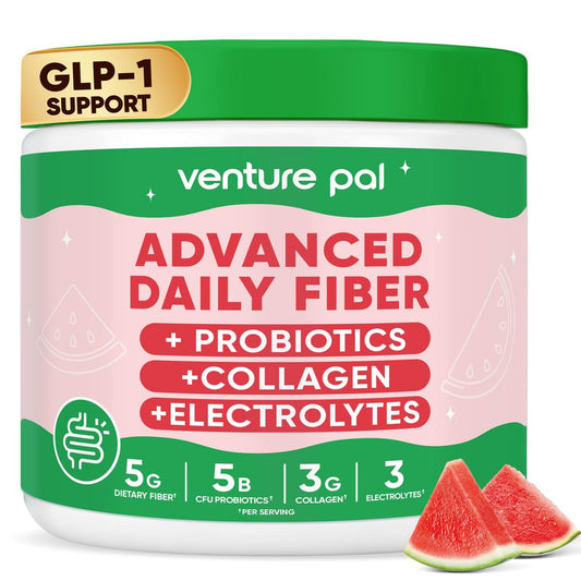 6-in-1 Tägliches Präbiotisches Ballaststoffpulver für Darm- & Verdauungsgesundheit, GLP-1-freundlich, Zuckerfreies Ballaststoff-Supplement mit Probiotika, Kollagenpeptiden & Elektrolyten – für Frauen & Männer – 7,8 oz