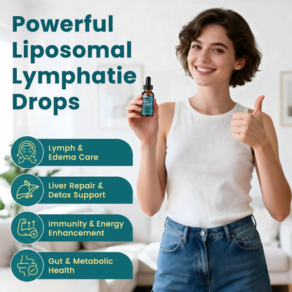 Liposomale Lymphdrainage-Tropfen – 21-in-1 Leberreinigung & Entgiftung mit Mariendistel, Echinacea, Klettenwurzel, liposomalem Glutathion, Vitamin-Komplex für Darm- & Stoffwechselgesundheit