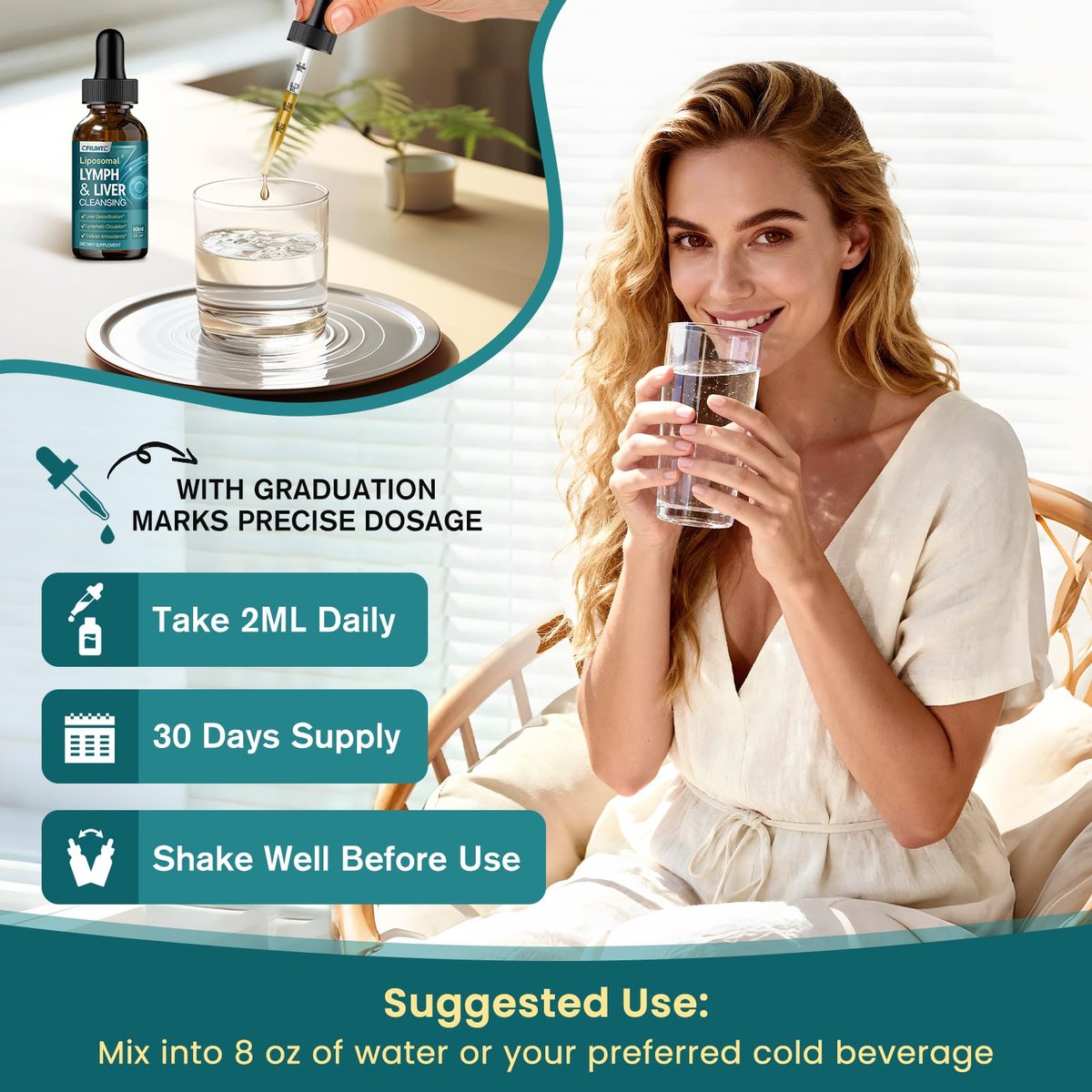 Liposomale Lymphdrainage-Tropfen – 21-in-1 Leberreinigung & Entgiftung mit Mariendistel, Echinacea, Klettenwurzel, liposomalem Glutathion, Vitamin-Komplex für Darm- & Stoffwechselgesundheit