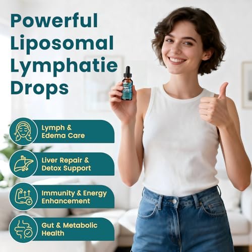 Liposomale Lymphdrainage-Tropfen – 21-in-1 Leberreinigung & Entgiftung mit Mariendistel, Echinacea, Klettenwurzel, liposomalem Glutathion, Vitamin-Komplex für Darm- & Stoffwechselgesundheit
