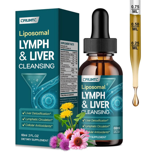 Liposomale Lymphdrainage-Tropfen – 21-in-1 Leberreinigung & Entgiftung mit Mariendistel, Echinacea, Klettenwurzel, liposomalem Glutathion, Vitamin-Komplex für Darm- & Stoffwechselgesundheit