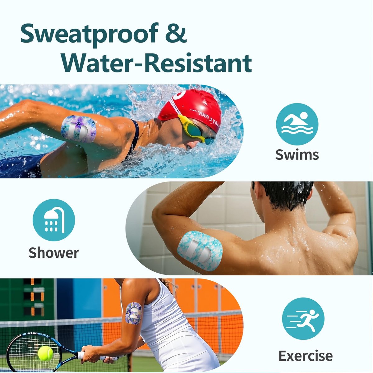 Wasserdichte Klebepflaster für Omnipod 5 – Überpflaster mit vorgestanzter Rückseite und Gurt, Bloomingday-20 Stück