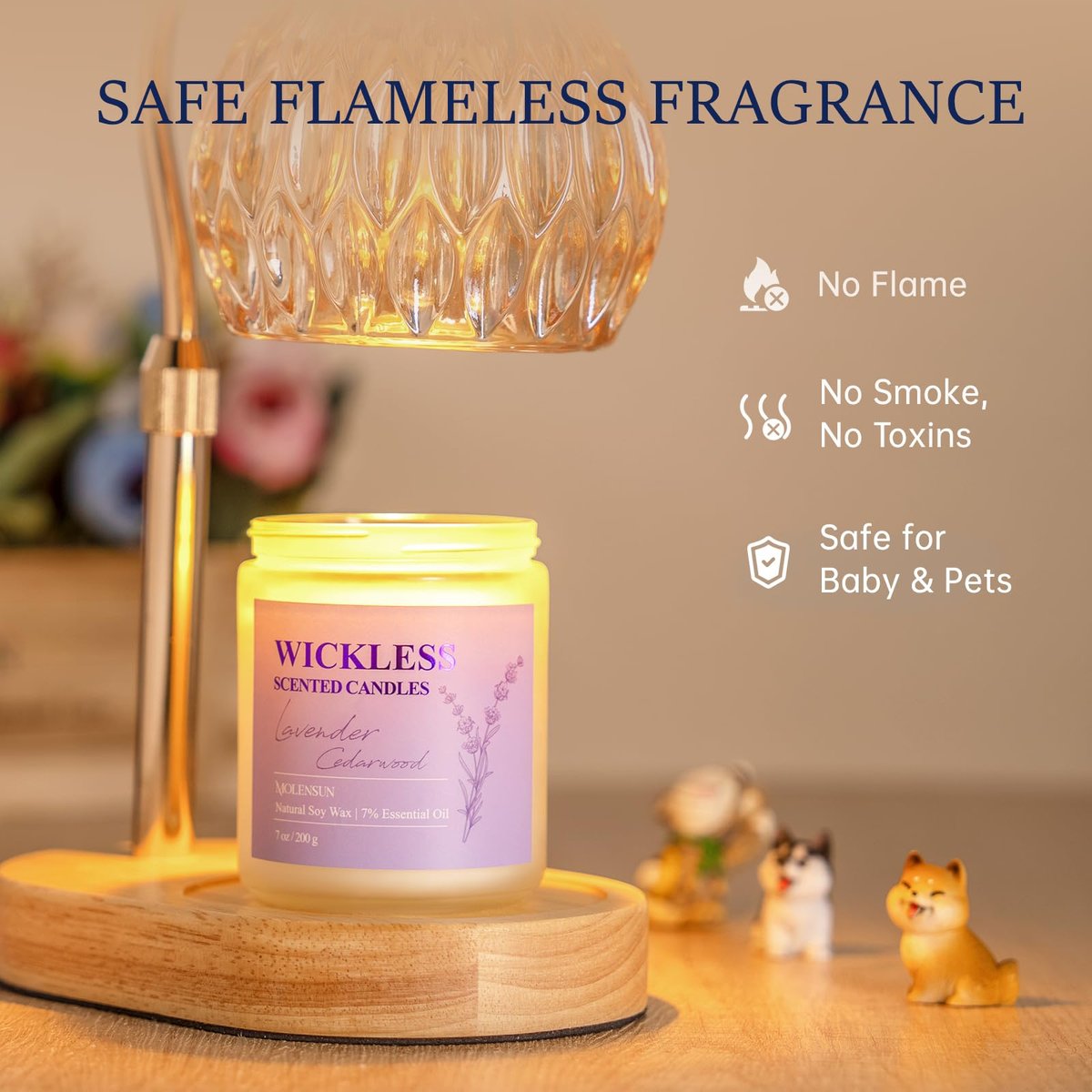 Lavendel Zedernholz Duftwachs für Duftlampen-Wärmer mit 10 ml ätherischem Öl für individuelles Aroma – Flammenloser, ungiftiger Sojawachs-Duft für Zuhause, Muttertags- oder Geburtstagsgeschenk für Frauen & Männer