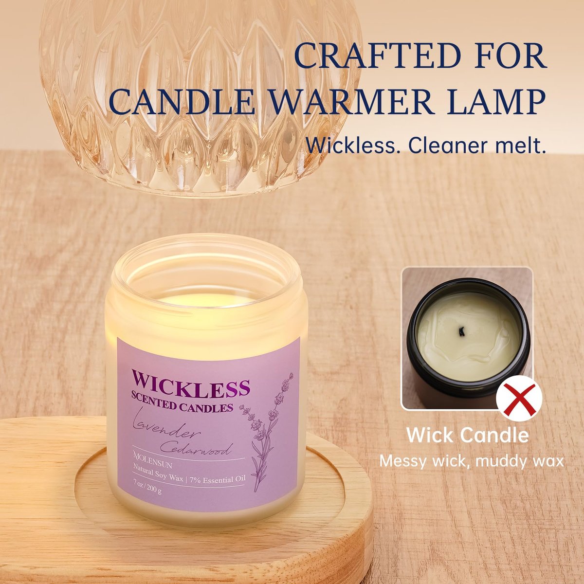 Lavendel Zedernholz Duftwachs für Duftlampen-Wärmer mit 10 ml ätherischem Öl für individuelles Aroma – Flammenloser, ungiftiger Sojawachs-Duft für Zuhause, Muttertags- oder Geburtstagsgeschenk für Frauen & Männer