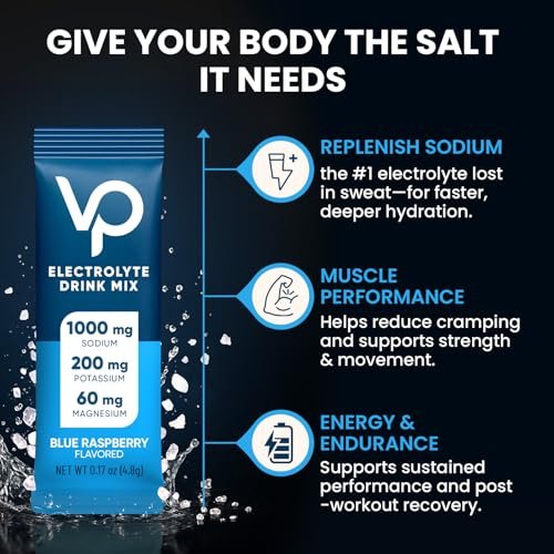 Venture Pal High Sodium Zuckerfreie Elektrolyte Pulver Beutel - Null Kalorien Hydrationspackungen mit Vitaminen, Natrium, Kalium & Magnesium, Elektrolyt-Getränkemix, Vegan, Keto-freundlich, 30 Portionen