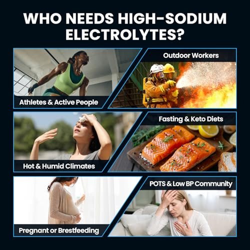 Venture Pal High Sodium Zuckerfreie Elektrolyte Pulver Beutel - Null Kalorien Hydrationspackungen mit Vitaminen, Natrium, Kalium & Magnesium, Elektrolyt-Getränkemix, Vegan, Keto-freundlich, 30 Portionen
