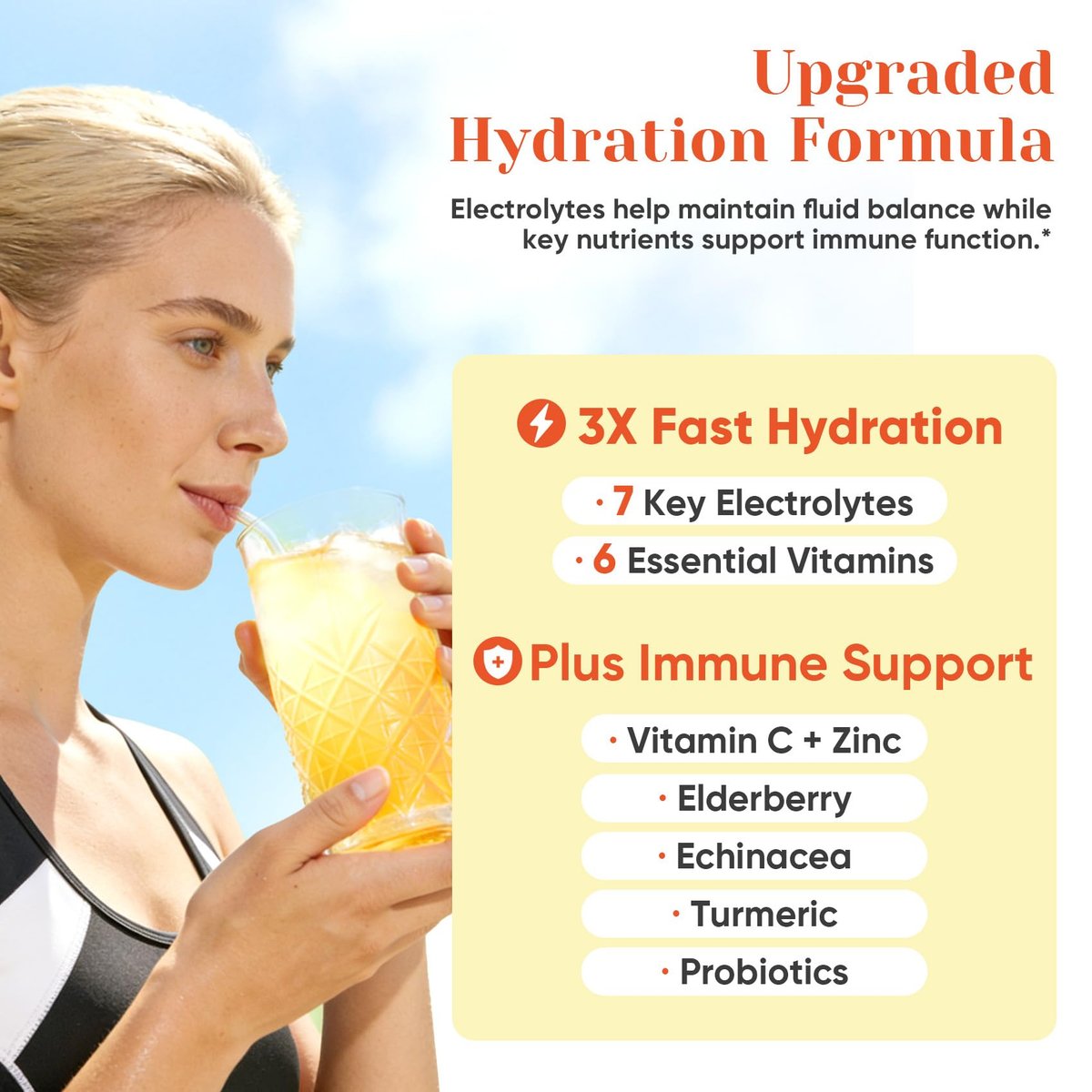 Venture Pal 2-in-1 Hydration + Immune Elektrolytpulver – Beutel mit 7 Elektrolyten & 6 Vitaminen, Holunderbeere, Kurkuma, Echinacea | Flüssiger täglicher IV Drink Mix | Zuckerfrei | Keto-freundlich, 16 Sticks