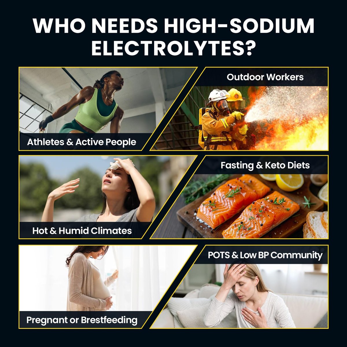 Venture Pal High Sodium Zuckerfreie Elektrolyte Pulverbeutel, Null Kalorien Hydrationspackungen mit Vitaminen, Natrium, Kalium & Magnesium, Elektrolyt-Getränkemischung, Vegan, Keto-freundlich, 30 Stück