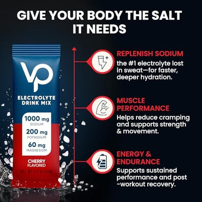 Venture Pal High Sodium Zuckerfreie Elektrolyte Pulverbeutel – Null Kalorien, mit Vitaminen, Natrium, Kalium & Magnesium – Vegan, Keto-freundlich, 30 Portionen