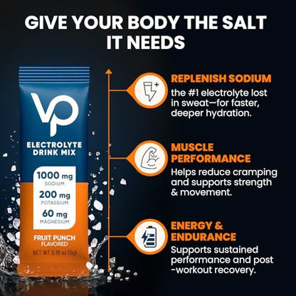 Venture Pal High Sodium Elektrolyt-Pulver-Päckchen | Zuckerfreies Hydrationsgetränk mit Natrium, Kalium, Magnesium & Vitaminen | Null Kalorien | Keto, Vegan & Paleo geeignet | 30 Sticks