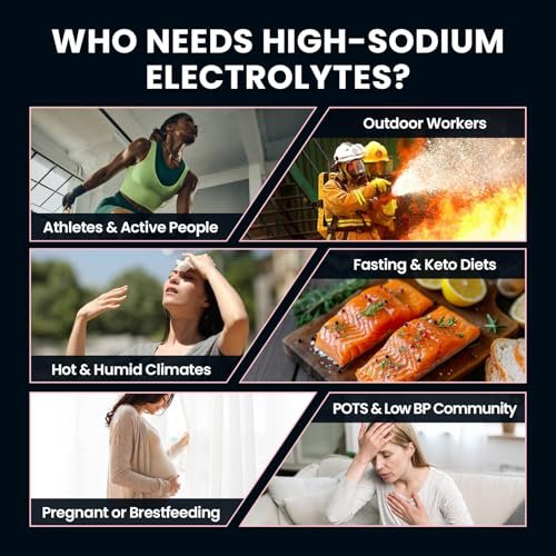 Venture Pal High Sodium Zuckerfreie Elektrolyte Pulver Beutel – Null Kalorien Hydrationspackung mit Vitaminen, Natrium, Kalium & Magnesium – Elektrolyt-Getränkemischung – Vegan & Keto-freundlich – 30 Beutel