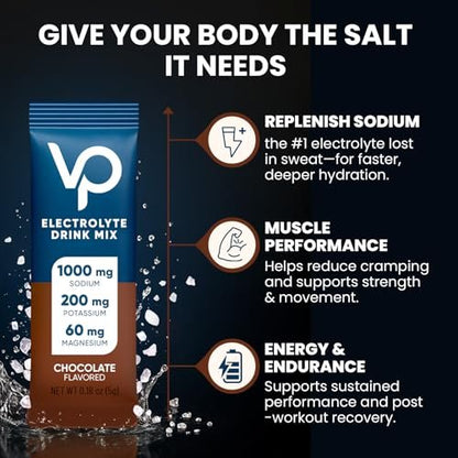 Venture Pal High Sodium Electrolyte Powder Packets – Zuckerfreies Hydrationsgetränk mit Natrium, Kalium, Magnesium & Vitaminen, Null Kalorien, Keto-, Vegan- & Paleo-freundlich, 30 Sticks