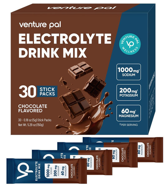 Venture Pal High Sodium Electrolyte Powder Packets – Zuckerfreies Hydrationsgetränk mit Natrium, Kalium, Magnesium & Vitaminen, Null Kalorien, Keto-, Vegan- & Paleo-freundlich, 30 Sticks