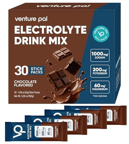 Venture Pal High Sodium Electrolyte Powder Packets – Zuckerfreies Hydrationsgetränk mit Natrium, Kalium, Magnesium & Vitaminen, Null Kalorien, Keto-, Vegan- & Paleo-freundlich, 30 Sticks