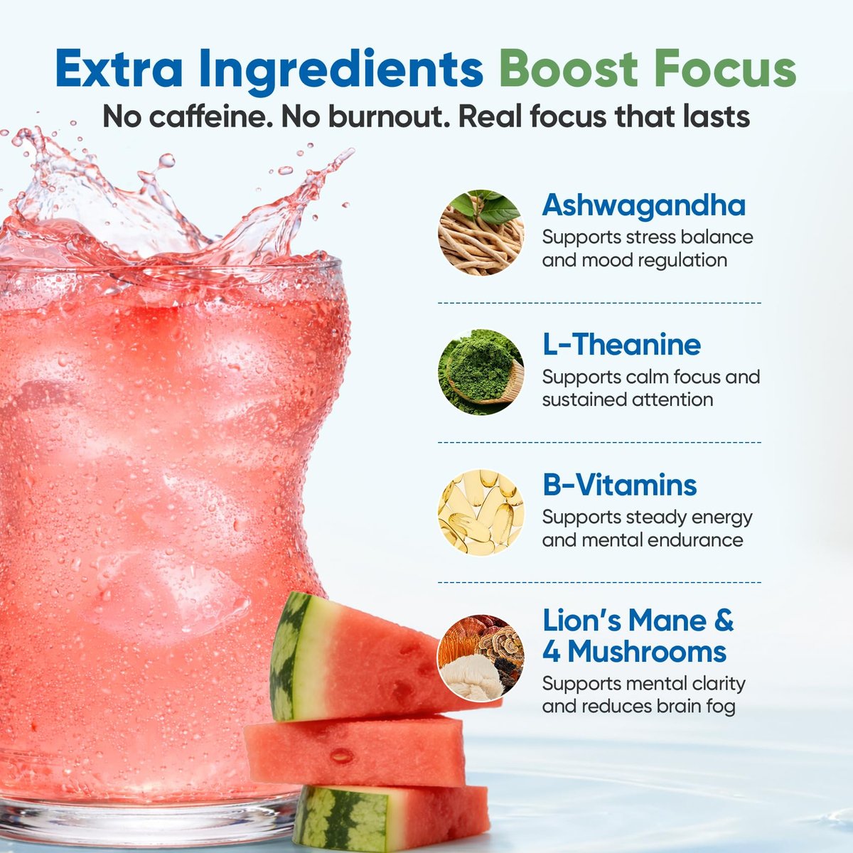 Venture Pal 2-in-1 Hydration & Fokus Elektrolytpulver – 7 Elektrolyte + Vitamine, Magnesium, Löwenmähne & L-Theanin | Zuckerfreier Flüssig-IV Drink Mix, Vegan, Keto, 16 Sticks