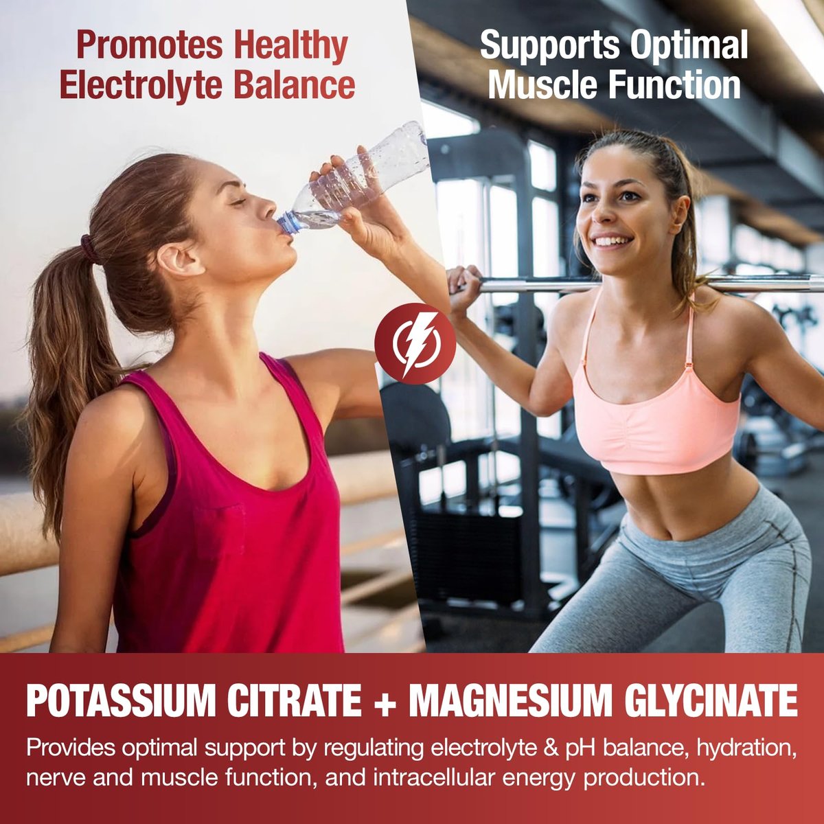 Kalium Magnesium Gummibärchen mit Elektrolyten & Vitaminen – Magnesiumglycinat, Kaliumcitrat, Calcium, Vitamine B6, D3 & K2 für Muskelfunktion & Erholung – Vegan, Erdbeer, 60 Stück