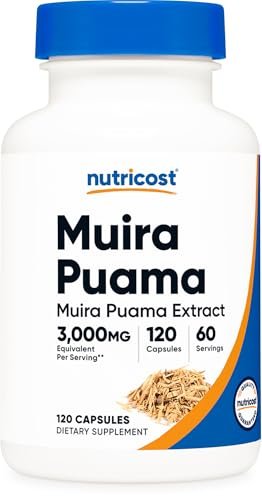 Nutricost Muira Puama Extrakt 120 Kapseln – 60 Portionen pro Flasche – Veganes, GMO-freies, glutenfreies Nahrungsergänzungsmittel für Männer und Frauen