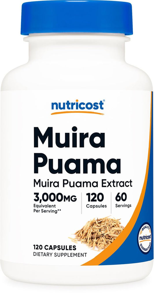 Nutricost Muira Puama Extrakt 120 Kapseln – 60 Portionen pro Flasche – Veganes, GMO-freies, glutenfreies Nahrungsergänzungsmittel für Männer und Frauen