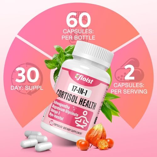 Efioist Cortisol Supplement für Frauen – 17-in-1 Hormonbalance mit Ashwagandha, Rhodiola Rosea, Magnesiumglycinat, Omega-3 – für Stimmung, Fokus und Schlaf – 60 Kapseln
