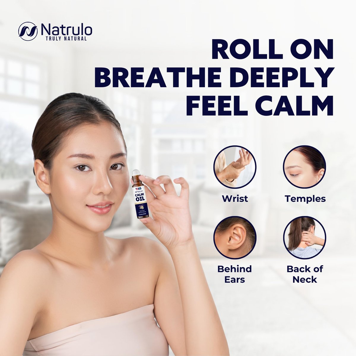 Calm Essential Oil Roll On – Beruhigende ätherische Öle mit Lavendel & Kamille – Stressabbau, Entspannung & hautberuhigende Aromatherapie – Rollerflakon – Selbstpflege & Entspannungsgeschenke für Frauen