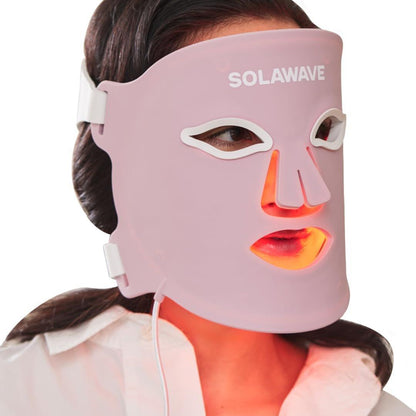 Solawave LED-Lichttherapie-Gesichtsmaske | Rotes, tiefrotes, nahes Infrarot und amberfarbenes LED-Licht | Handfreie Hautpflegemaske für zu Hause | 3-Minuten-Sitzungen