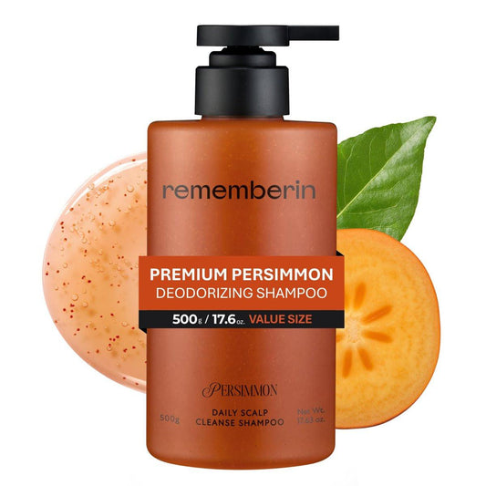 Rememberin Korean Persimmon Shampoo gegen Kopfhautgeruch & fettige Kopfhaut – Mit Kaki-Extrakt, Salicylsäure & Biotin, Anti-Schuppen Tiefenreinigung, entfernt Öl & Ablagerungen (500 g)