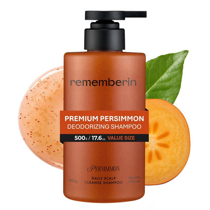 Rememberin Korean Persimmon Shampoo gegen Kopfhautgeruch & fettige Kopfhaut – Mit Kaki-Extrakt, Salicylsäure & Biotin, Anti-Schuppen Tiefenreinigung, entfernt Öl & Ablagerungen (500 g)