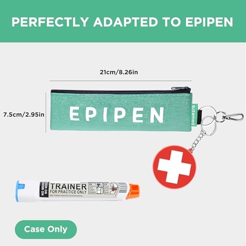 Tragbare EpiPen-Aufbewahrungstasche, isolierte Notfall-Medizintasche, passend für 1 EpiPen, Asthma-Inhalator, Auvi-Q, Allergiemedikamente, Reise-EpiPen-Halter für Erwachsene und Kinder (Grün)