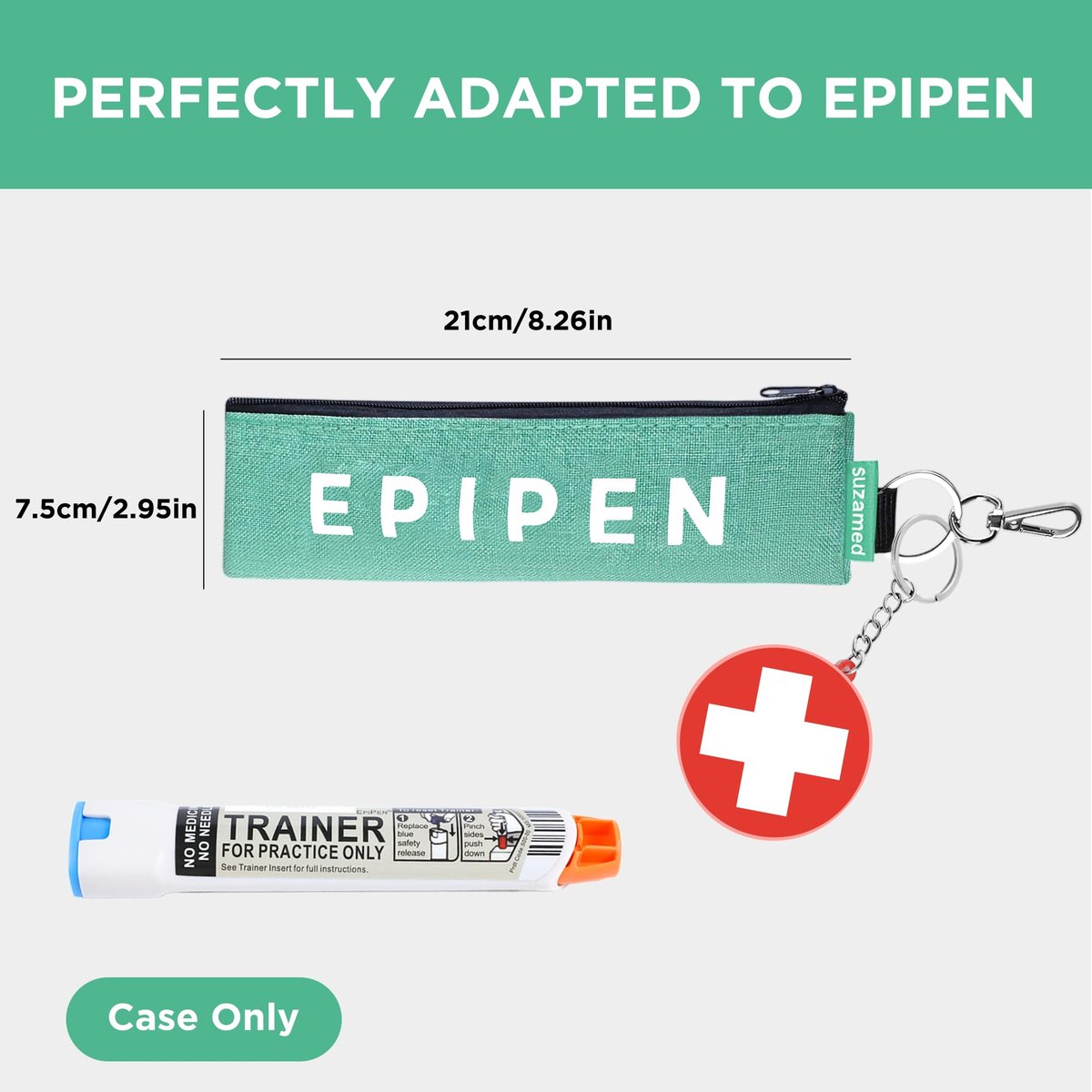 Tragbare EpiPen-Aufbewahrungstasche, isolierte Notfall-Medizintasche, passend für 1 EpiPen, Asthma-Inhalator, Auvi-Q, Allergiemedikamente, Reise-EpiPen-Halter für Erwachsene und Kinder (Grün)