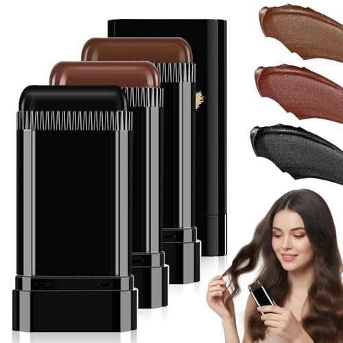 3er-Set 2-in-1 Instant-Haarfarbstift, wasserfest und schweißresistent, tragbarer 3-Farben-Touch-Up-Haarfarbstift mit Kamm für Frauen und Männer