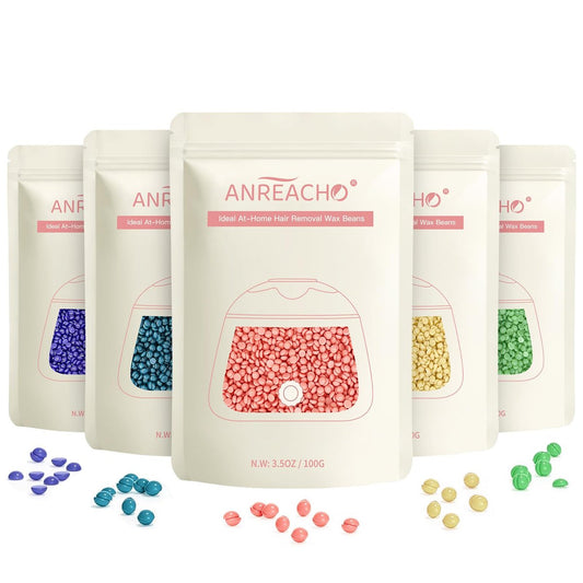 Anreacho Wachsperlen 1,1 lb Hartwachs für Haarentfernung – Brazilian, Bikini, Gesicht, Augenbrauen, Achseln, Brust, Rücken, Beine – Nachfüllpackung für Frauen und Männer, 5er-Pack