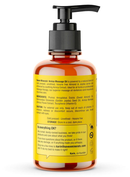 Seven Minerals Arnica Muskelöl für Massagetherapie – 118 ml – Ideal für professionelle und häusliche Körpermassagen
