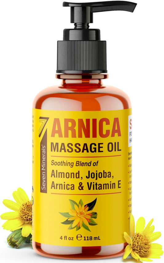 Seven Minerals Arnica Muskelöl für Massagetherapie – 118 ml – Ideal für professionelle und häusliche Körpermassagen