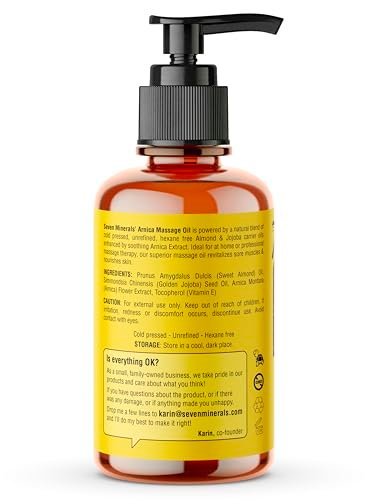 Seven Minerals Arnica Muskelöl für Massagetherapie – 118 ml – Ideal für professionelle und häusliche Körpermassagen