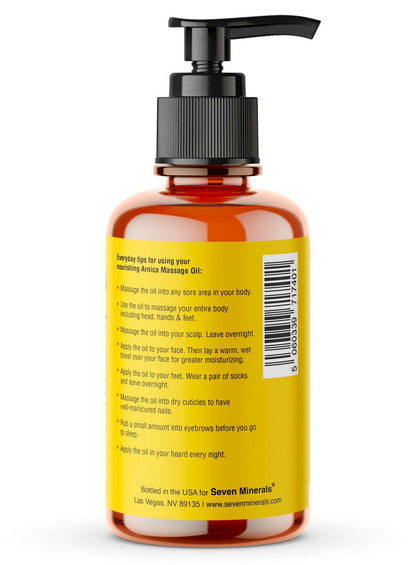 Seven Minerals Arnica Muskelöl für Massagetherapie – 118 ml – Ideal für professionelle und häusliche Körpermassagen