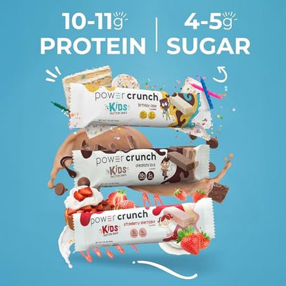 Power Crunch Kids Protein-Waffel-Riegel – Leckerer Snack mit hohem Proteingehalt, Erdbeer-Sahne-Torte, 32 g (12er-Pack)