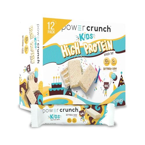 Power Crunch Kids Protein Wafer Bars – Proteinreiche Snacks mit köstlichem Geburtstagskuchen-Geschmack, 1,13 oz (12er-Pack)