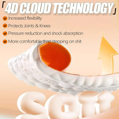 2026 Neue Stepper Einlegesohlen für Damen und Herren – 4D Cloud Massage Memory Foam Einlegesohlen mit Fußgewölbeunterstützung für ganztägigen Komfort (Orange, Herren 8 / Damen 9)