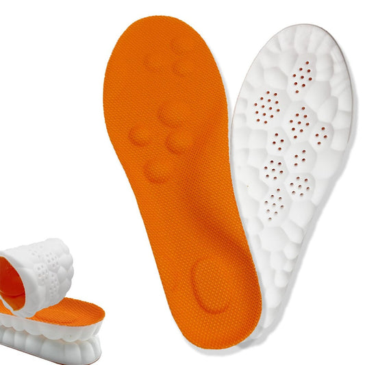 2026 Neue Stepper Einlegesohlen für Damen und Herren – 4D Cloud Massage Memory Foam Einlegesohlen mit Fußgewölbeunterstützung für ganztägigen Komfort (Orange, Herren 8 / Damen 9)